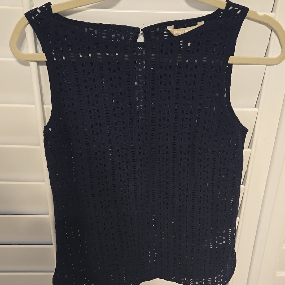 Banana Republic Blue Tank Top with Textured Knit